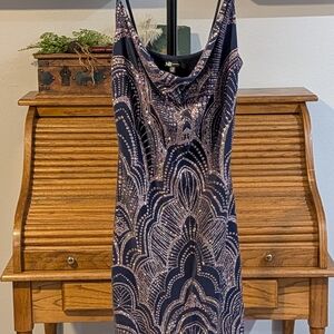 Jump Navy and Silver Sequin Midi Dress